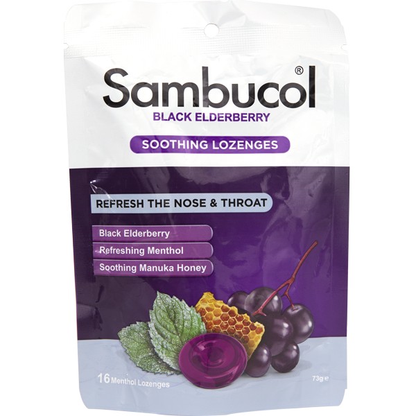 Sambucol Soothing Nose & Throat Menthol Lozenges 16 Pack - Expiry 01/25