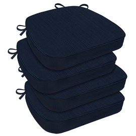 downluxe Chair Cushions for Dining Chairs, Waterproof Kitchen Chair Pads, Non-Slip Dining Seat Cushion with Ties, 17" x 16" x 2.5", Navy, 4 Pack