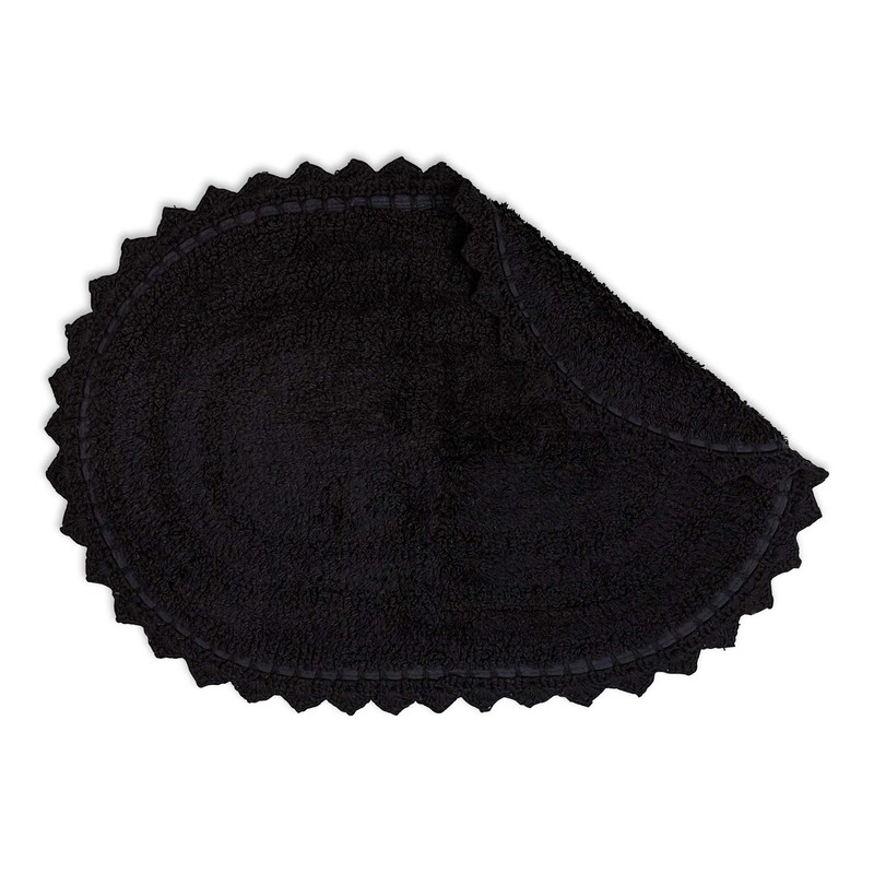 DII Crochet Collection Reversible Bath Mat, Small Oval, 17x24, Black