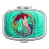 Mermaid Holding Trident Circle Art Nouveau Kelp Rectangle Pill Case