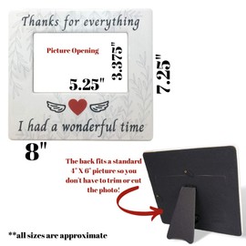 BANBERRY DESIGNS Pet Memorial Picture Frame - Thanks for Everything I had a Wonderful Time Ceramic Photo Plaque - 4 X 6 Standard Photograph - Dog Cat Loss Sympathy Gifts - Loss of Pet Gift