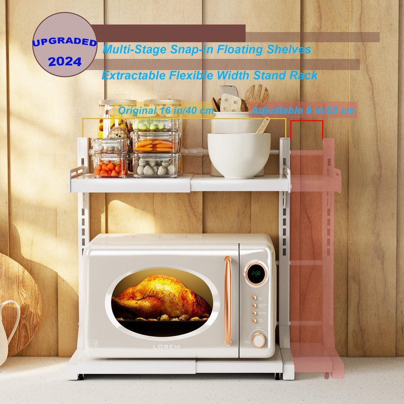ABCOOL Retractable Microwave Oven Rack Pull Out Snap-in for Kitchen