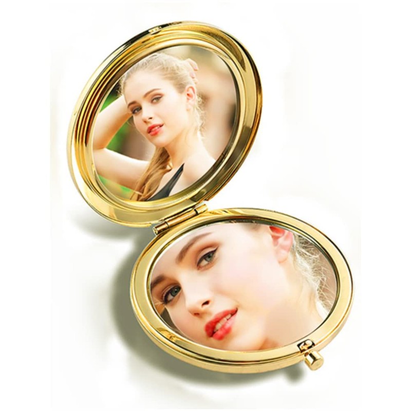 mpowtech Gold Magnifying Compact Mirror for Purse - 1x/2x Magnification