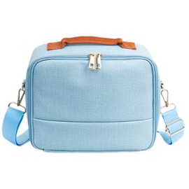 Large Makeup Bag with Shoulder Straps, Travel Makeup Bag Large Capacity Toiletry Bag for Cosmetics Makeup Brushes Organizer - Blue