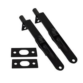 QCAA Solid Brass Round Flush Bolt, 6", Solid Brass, Matte Black, 2 Pack, Made in Taiwan