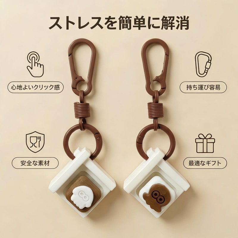 深海くろべこ キーボードフィジェットトイ フィジェットクリッカー 可愛い ボタンクリッカー ストレス解消グッズ キーホルダー 無限プチプチ 手遊び 落ち着く