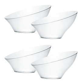PLASTICPRO PLASTICPRO Disposable Angled Plastic Bowls Round Small Serving Bowl, Elegant for Party's, Snack, or Salad Bowl, Clear Pack of 8