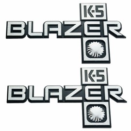 Set of 2 K5 Blazer Front Fender Emblem 3D Logo Badge Replacement for 1981-1987 Blazer Truck Models 14051844 (Silver Black)