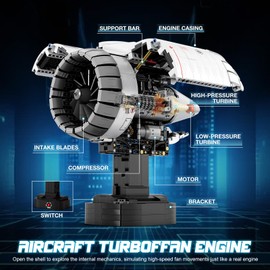 Brihappen Aircraft Engine Building Blocks Set for Adult Boys (1813 Piece) - Electric Engine Model with Motor That Works, STEM Mechanic Engineering Building Toy, Gifts for Building Blocks Lover