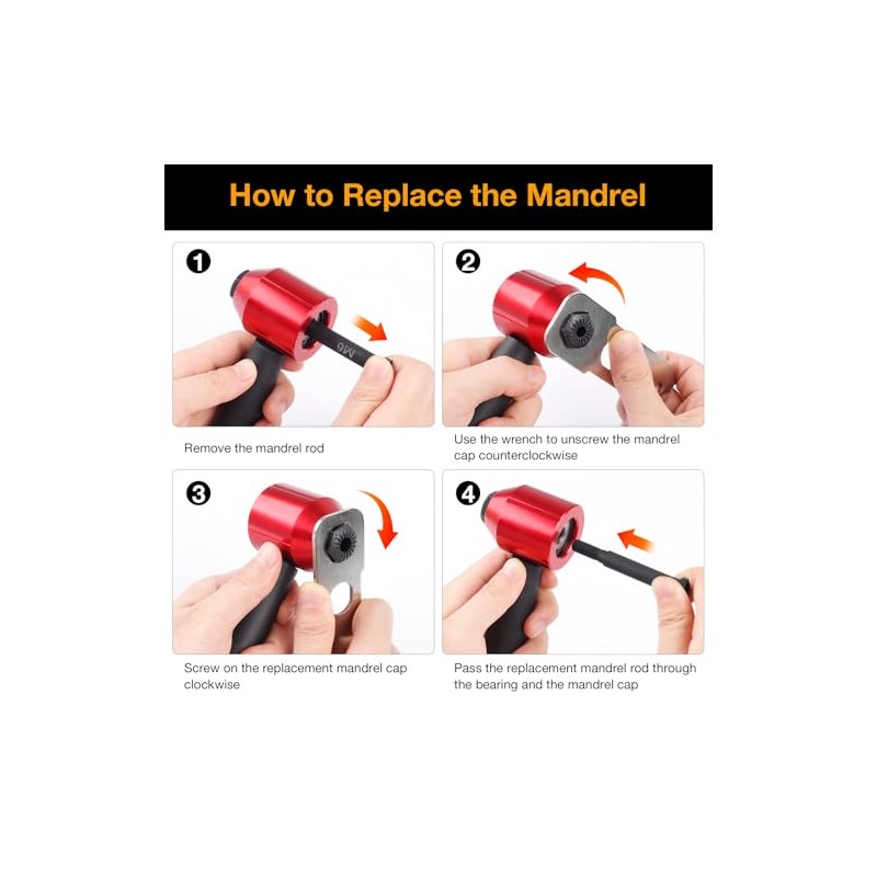 YUZES 1/4-20 Rivet Nut Tool Tip, Replacement Mandrel, Compatible 30