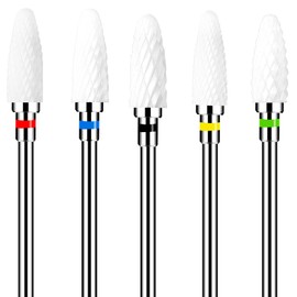 Sibba 5 Stück Keramik Nagelbohrer Set in Maisform Profi 3/32-Zoll Nagelfräser Bits Maniküre Pediküre Bohrer Nagelfeilenmaschine Schleifkörper Schleifkopf Aufsatz Filz-Polierer zum Formen und Entfernen