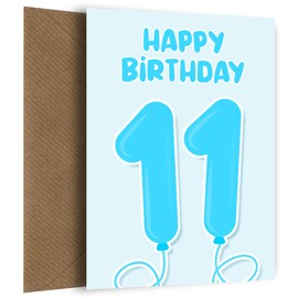 11th Birthday Card for Boys - Blue Balloons for 11 Year Old Boy Bday Card for Son, Brother, Grandson, Cousin or Nephew. Happy Birthday Card for 11 Year Old Boys