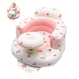 IOPJLK Inflatable Baby Seat for Babies from 3 Months, Inflatable Baby Seat, Baby Seat Aid, Baby Sofa Seat, Baby Floor Seat, Portable Inflated Dining Chair (Pink Rabbit)