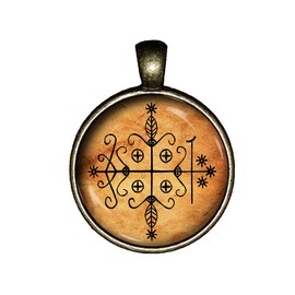 Papa Legba necklace Loa Veve Haitian Vodou Voodoo skulls spiritual crossroads Jewelry Pendant Charm Gifts