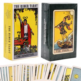 Tarot Cards for Beginners, Taro-t Cards Set with Colourful Box, Taro-t Rider Waite Tarot Deck Future Telling Game Destiny Prediction Cards Kit, Vintage Board Games, Family Party Fun Beginner Cards