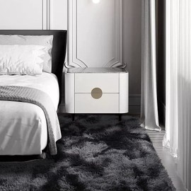 Calore Rugs Fluffy Living Room Rugs Shaggy Rugs Bedroom Rug Washable Soft Rugs Comfortable for Home Decor (Grey Black, 80 x 120 cm)