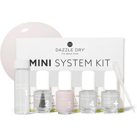 Dazzle Dry Mini Kit Sistema de 4 pasos - Prima Ballerina, un rosa delicado transparente y lechoso que hace una hermosa base francesa. (Kit de 5 piezas)