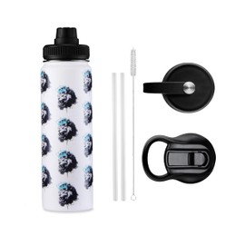 URBANCAN 24 oz Insulated Water Bottle with Straw, Chug & Cap Lids - Drink In Style with Stainless Steel Water Bottles for Sports, Gym & Travel - Premium Double Walled Thermos Flask - Courage Of Color