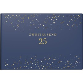 rido/idé Septimus Pocket Diary (2025) "Starry Night", 2 Pages = 1 Week, A6 Landscape, 128 Pages, Faux Leather Cover, Trendy, Flexible, Dark Blue