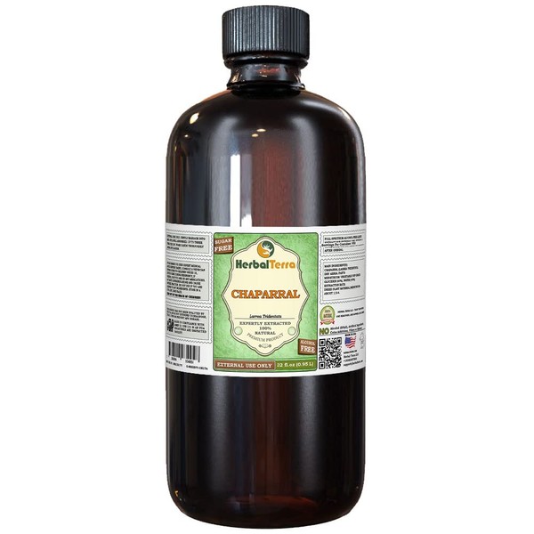 Chaparral (Larrea Tridentata) Glycerite, Dried Aerial Parts Alcohol-Free Liquid Extract (Brand Name: HerbalTerra, Proudly Made in USA) 32 fl.oz (0.95 l)