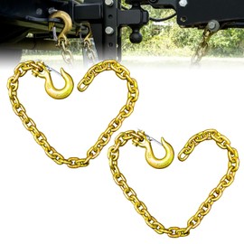 KITUYOTO G80 Trailer Safety Chain 35 Inch | Tow Chain with 3/8'' Clevis Snap Hook | 2-Pack Heavy Duty Chain Break Strength 25,000 lbs for Towing | Trailer Safety Chains | Safety Chains Towing Trailer