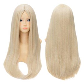 Cosplay Wig 23.6 inches (60 cm) Heat Resistant Cosplay School Festival Girl Style Long Straight Light Gold Blonde Wig Costume Wig, Exclusive Net Included