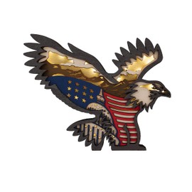 3D Wooden Animals Carving LED Night Light, Wood Carved Lamp Modern Festival Decoration Home Decor Desktop Desk Table Living Room Bedroom Office Farmhouse Shelf Statues Perfect Gifts (Eagle)