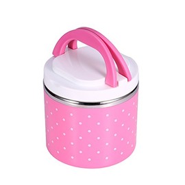 Caja Térmica de Acero Inoxidable para Refrigerios, Contenedor de Alimentos de 1 Nivel, Dieta Inteligente para Comidas Saludables para Llevar (rosa)