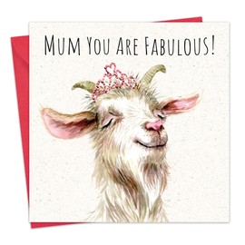 Twizler Funny Mother's Day Card - Fabulous Goat - Humour Happy Mothering Sunday Card for Mum Mummy