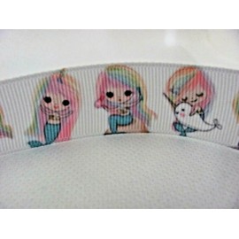 Mixed Mermaid Rainbow Hair 7/8 inch Grosgrain Ribbon