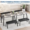 SLEKVERSA 3 Piece Farmhouse Dining Table Set for 4, Compact
