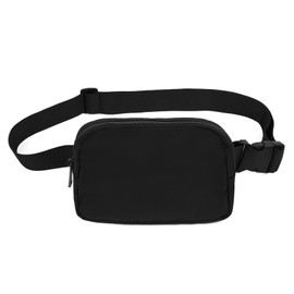 VOROLO Fanny Pack For Men And Women Christmas Gift Crossbody Bag For Men Belt Bag with Adjustable Strap for Sports Silver Zipper Black
