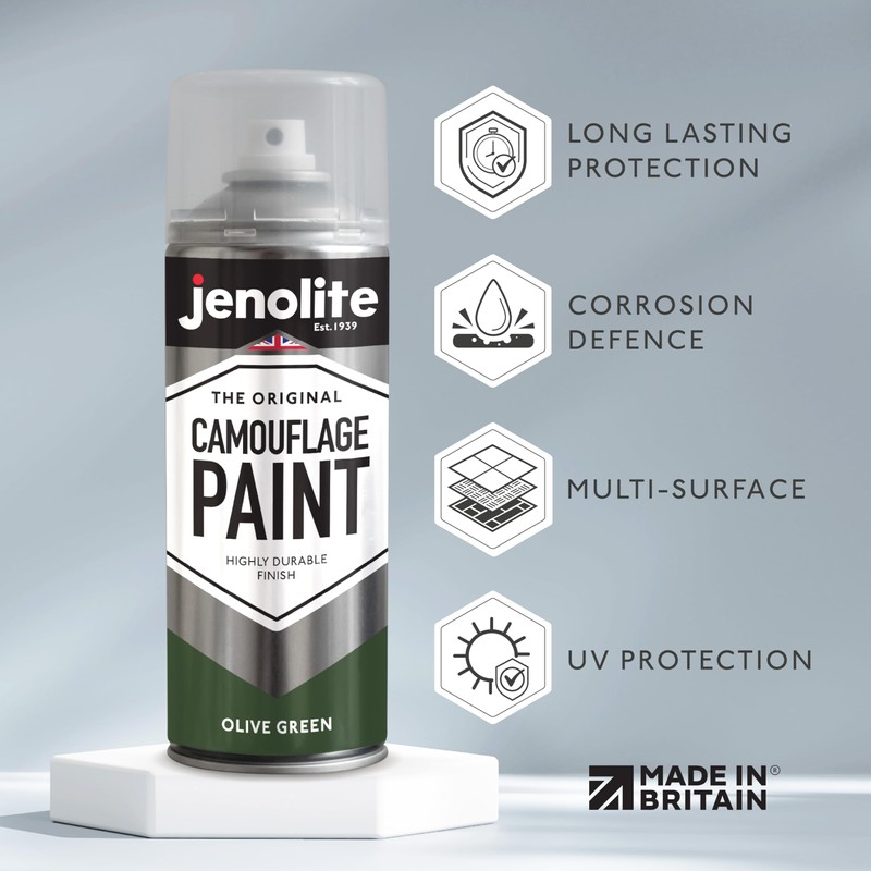 JENOLITE Camouflage Paint Olive Green 400ml (RAL 6003) Ideal for