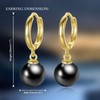 JAXXEL Black Pearl Earrings for Women,Hoop Pearl Drop Earrings 18K