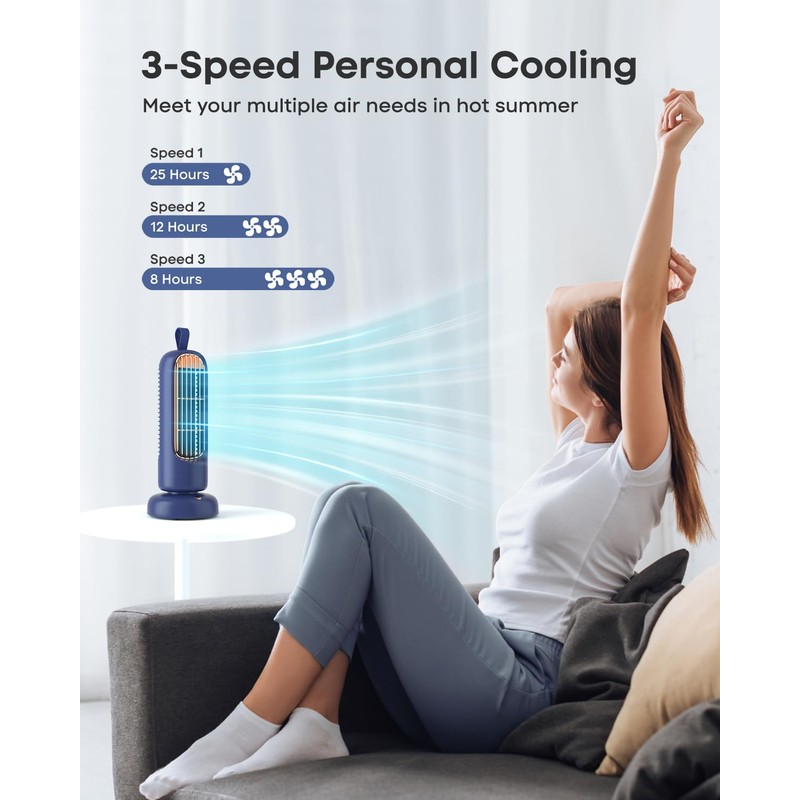 HOMETOP Tower Fan: 12'' Desk Fan 3 Speeds 110° Oscillation,