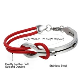 Cupimatch women's heart bracelet in silver, double chain bracelet for women and girls, Stainless Steel