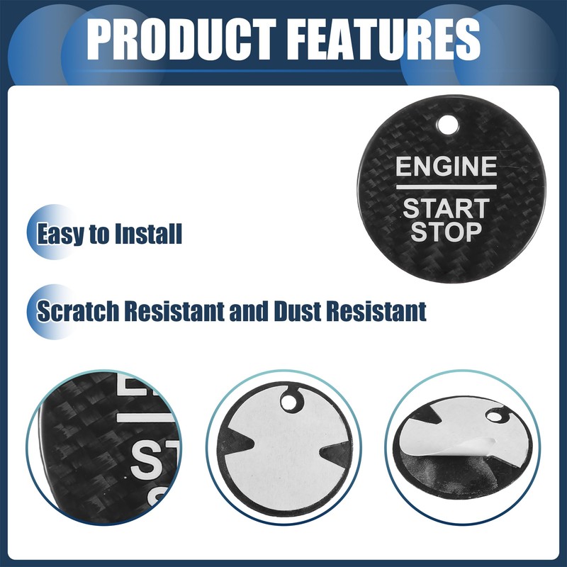 Partuto Engine Start Stop Button Cover, Front Ignition Starter Switch