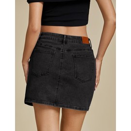 luvamia Denim Skirt Holiday Skirt Womens Black Skirt Denim Skirts for Women Short Summer Clothes for Women Black Denim Skirt Black High Waisted Skirt Washed Black Large Fits Size 12 / Size 14