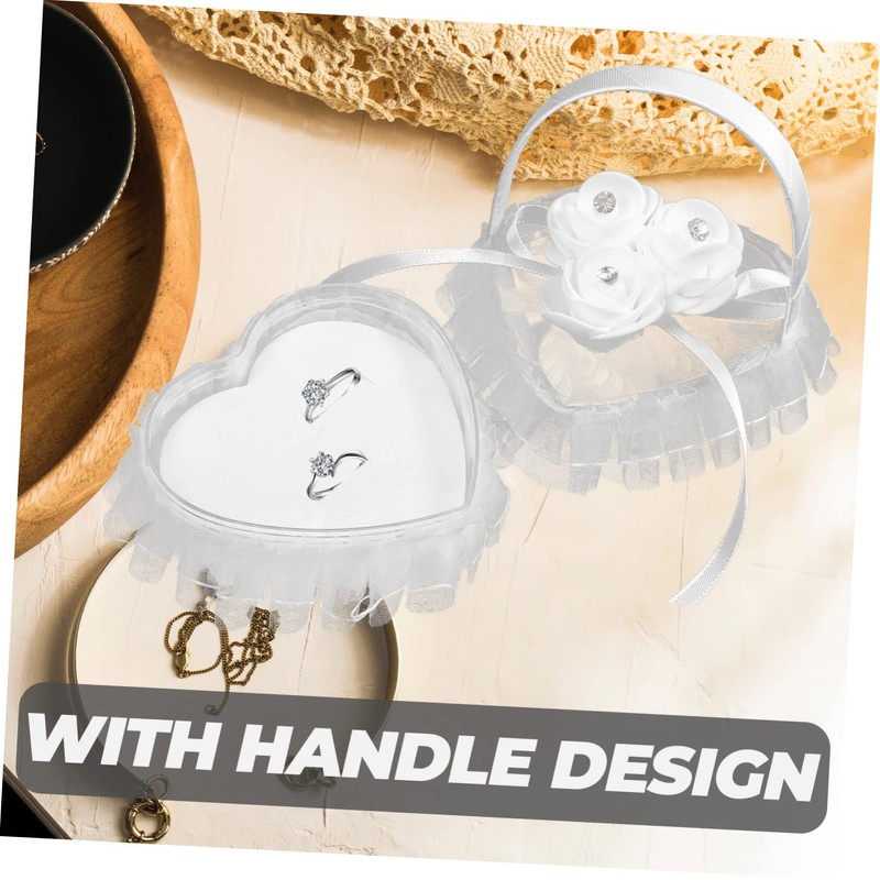 jojofuny 2pcs Lacering Pillow for Ring Display Heart Shape Engagement