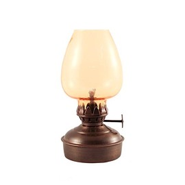 Vermont Lanterns Brass Mini Small Oil Lamp 5.75" (Antique with Amber Glass)