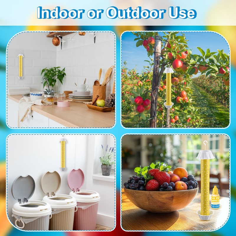 Qualirey 3 Pack Fruit Fly Trap Sticks for Indoors &