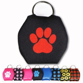 Dapper Dog - Dog Tag Silencer with Tag Ring (Black with Red Paw Print)