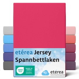 etérea Jersey Fitted Sheet, 100% Oeko-Tex Certified Cotton Bed Sheet for Mattresses up to 20 cm Deep, Children's Bed Sheet, 80 x 200 cm, Pink