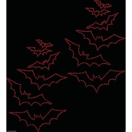 Red 12x Bats Iron On Rhinestone Transfer Crystal Hotflix t-Shirt Applique