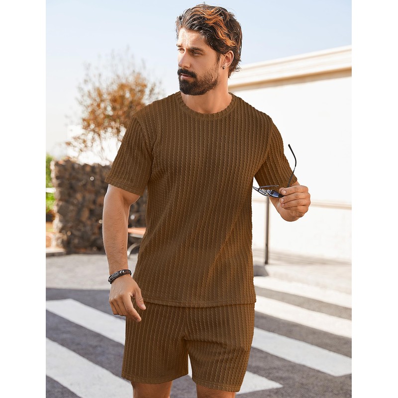 Babioboa Men's Short Sets 2 Piece Outfits Crewneck Summer T