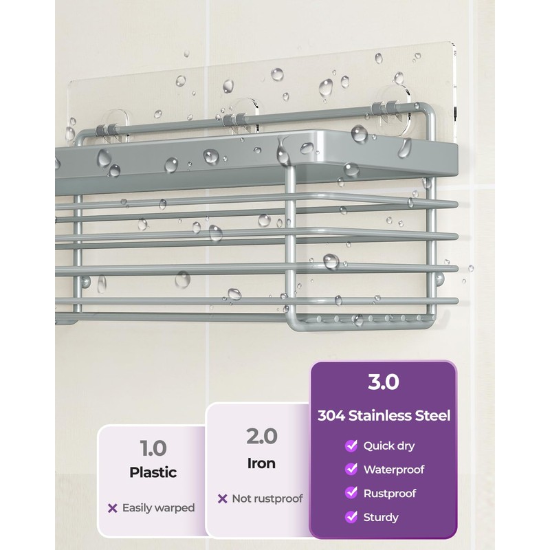 ODesign Shower Caddy 3 Pack SUS304 Stainless Steel-No Drilling-Shower Bathroom