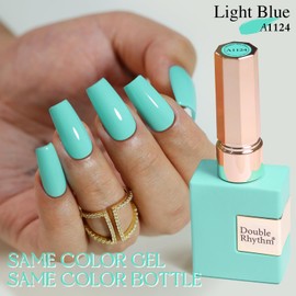 Double Rhythm 15ML Gel Nail Polish Pure Sheer Same Color Same Bottle Soak Off Gel Polish Art Manicure Salon DIY at Home for Women (Sea Blue-A1124)