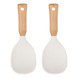 uxcell 2pcs Rice Paddle, Wooden Rice Spoon Non-Stick Rice Spatula Rice Cooker Spoon for Rice, Salads, Mashed Potato