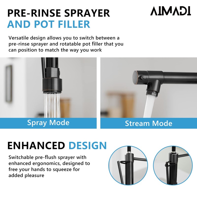 Oil Rubbed Bronze Kitchen Faucet,AIMADI Commercial Style Spring Kitchen Sink