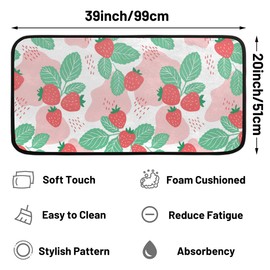 QsirBC Fruit Strawberries Pattern Absorbent Microfiber Kitchen Rugs Non Slip Floor Mat Cushioned 39"x20" Anti-Fatigue Kitchen Rug Standing Mat Doormat for Bathroom Bedroom Laundry Office Home Decor